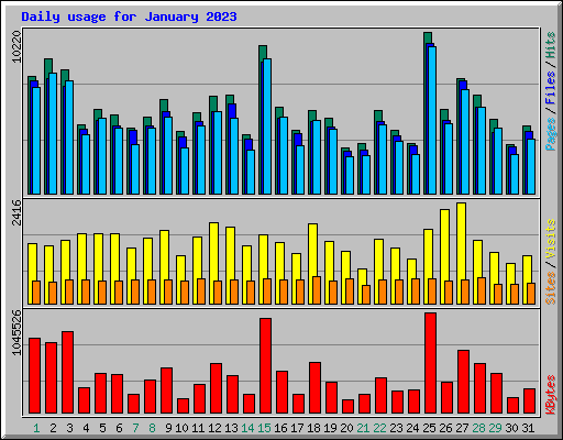 Daily usage for January 2023